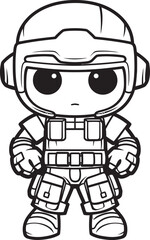 Whimsical War Heroes Cartoon Soldier Emblem Bold Brushstroke Battalion Doodle Soldier Logo Design