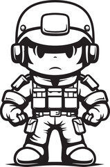 Bold Brushstroke Battalion Doodle Soldier Logo Design Heroic Hand Drawn Troops Cartoon Doodle Soldier Vector Icon