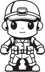 Courageous Cartoon Corps Doodle Soldier Logo Design Doodle Soldier Squadron Cartoon Soldier Doodle Vector Icon