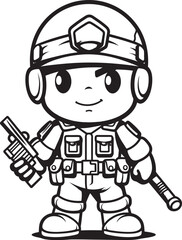 Scribbled Squadrons Doodle Soldier Emblem Heroic Hand Drawn Troops Cartoon Soldier Logo Design