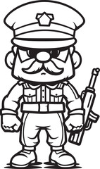 Playful Patrol Platoon Doodle Soldier Emblem Whimsical War Heroes Cartoon Soldier Doodle Logo Design