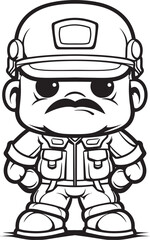 Whimsical War Heroes Cartoon Soldier Doodle Logo Design Bold Brushstroke Brigade Doodle Soldier Vector Icon