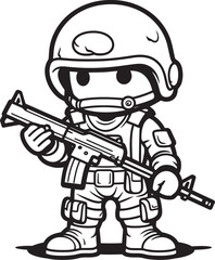 Playful Patrol Platoon Doodle Soldier Emblem Whimsical War Heroes Cartoon Soldier Doodle Logo Design