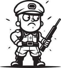 Bold Brushstroke Battalion Doodle Soldier Vector Icon Courageous Caricature Company Cartoon Soldier Doodle Emblem