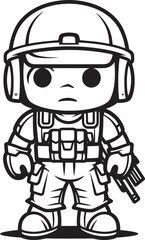 Artistic Avenger Cartoon Doodle Soldier Vector Icon Scribbled Squadrons Doodle Soldier Emblem