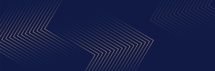 Abstract elegant black background with shiny gold geometric lines. Modern golden diagonal rounded lines pattern. Luxury style. Horizontal banner template. Suit for cover, poster, presentation, banner