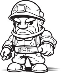 Scribbled Squadrons Cartoon Doodle Soldier Emblem Heroic Hand Drawn Troops Doodle Soldier Logo Design