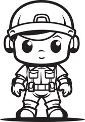 Brave Brushstroke Battalion Doodle Soldier Vector Logo Scribbled Sentinel Squad Cartoon Doodle Soldier Icon