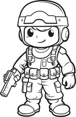 Courageous Cartoon Combatants Doodle Soldier Emblem Sketchy Sentinel Squad Cartoon Doodle Soldier Logo Design