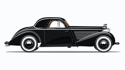 Vector illustration of black retro car isolated on