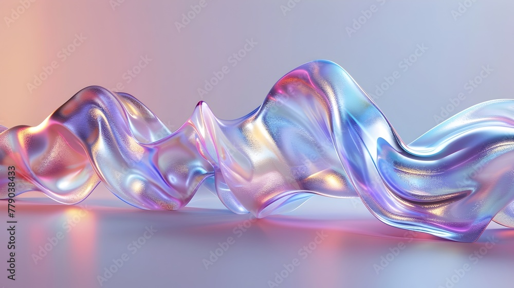 Poster mesmerizing holographic waves of iridescent light in a futuristic 3d digital rendering
