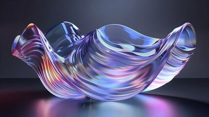 Obraz na płótnie Canvas Futuristic Iridescent Glass Light Emitter with Mesmerizing Holographic Gradient Wave Texture