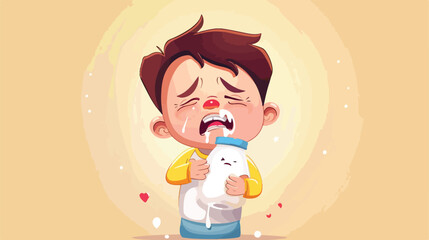 Vector Illustration of Cartoon Baby crying so loud - obrazy, fototapety, plakaty