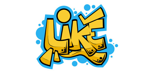 Like word graffiti text font stiker illustration 