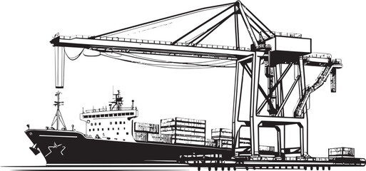 Maritime Mavericks Crane Loading to Cargo Ship Vector Design Nautical Nobility Industrial Ship Loading Icon Design
