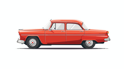 Vector illustration of red retro car isolated on wh