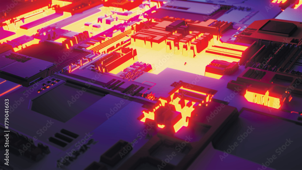 Poster abstract computer board can be used to describe technological processes, science and education. info