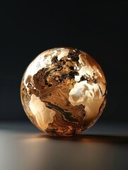 Worldly richness, a goldenmarbled sphere for a statement banking promo