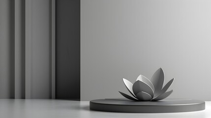 Sleek Minimalist 3D Podium with Leaf-Shaped Platform for Elegant Product Displays