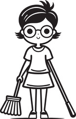 Polished Prodigy Woman Mopping on Floor Vector Emblem Gleam Guru Female Cleaning Vector Logo Icon