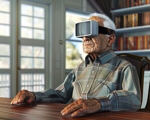 A virtual assistant programmed to provide daily news, weather, and entertainment to elderly users - obrazy, fototapety, plakaty