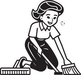 Shine Siren Female Floor Cleaner Vector Logo Design Polished Prodigy Woman Mopping Floor Vector Icon