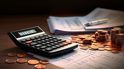 A photo of a calculator and financial documents.