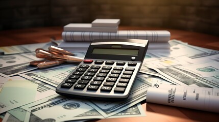 A photo of a calculator and financial documents.