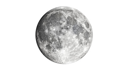 Full Moon in Detail - Isolated on White Transparent Background, PNG
