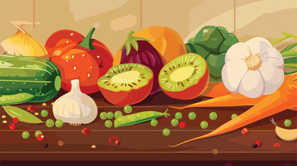 Vegetables still life. vector illustration. Vegetab