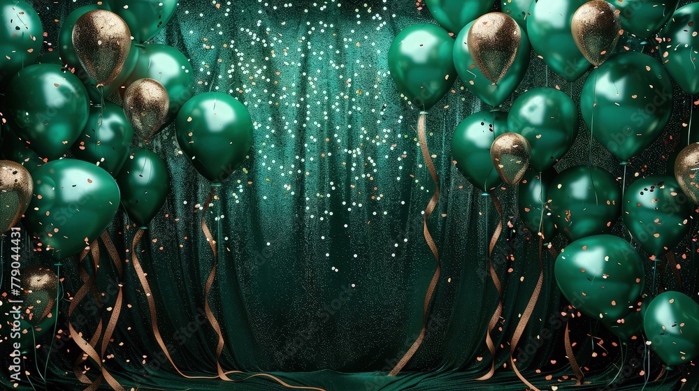 Poster an elegant arrangement of metallic balloons, creating a sophisticated ambiance and offering plenty o