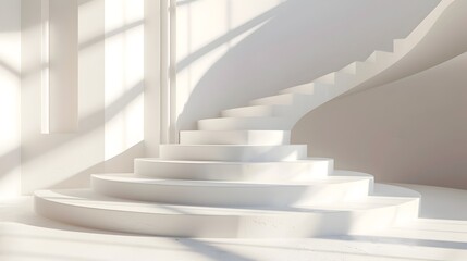 Elegant Minimalist Staircase in Bright and Airy Modern Interior Design