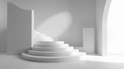 Minimalist Architectural Staircase in Bright White Interior Design
