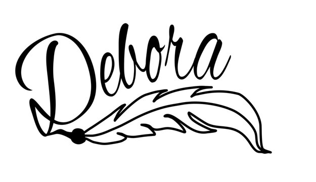 Debora - black color - name written - Word with feather for websites, baby shower, greetings, banners, cards-shirt, sweatshirt, prints, cricut, silhouette, sublimation