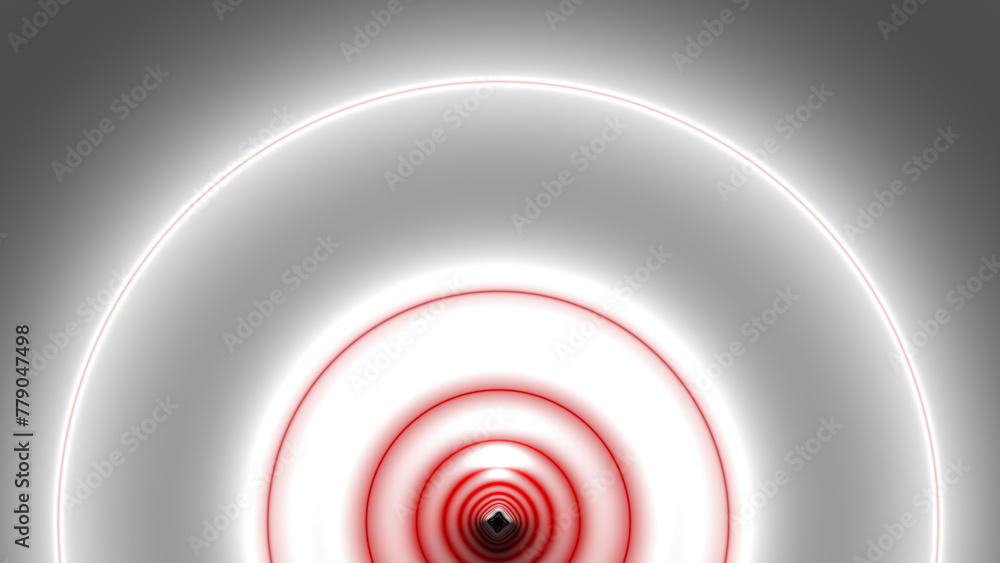 Aufkleber silver grey and red concentric circular pattern on a plain grey background