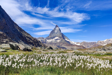 View of Matterhorn (Cervino) from Riffelsee, Zermatt, Switzerland