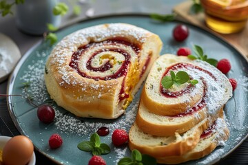 Obraz na płótnie Canvas Delicious food cake bread pie sweet