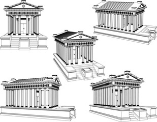 Vector sketch illustration of old classic vintage roman greek sacred temple design
