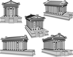 Vector sketch illustration of old classic vintage roman greek sacred temple design