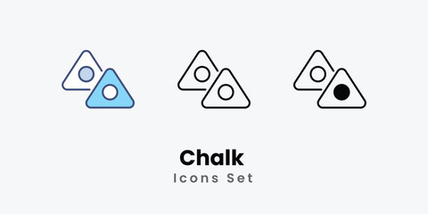 Chalk  Icons set thin line and glyph vector icon illustration