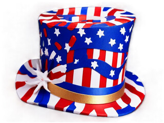Obraz premium 4th of July Jubilation: Patriotic Top Hat, USA Flag, and Confetti Celebration