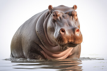 Hippopotamus over isolated white background. Animal