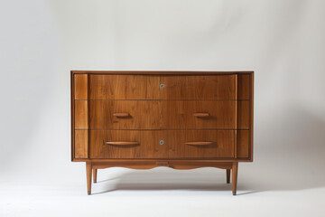 Vintage-inspired wooden credenza with sculpted handles