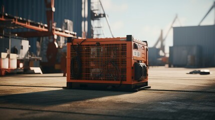 A photo of a construction site with a generator. - obrazy, fototapety, plakaty