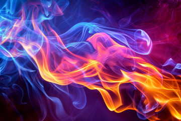 A colorful flame with blue and orange colors