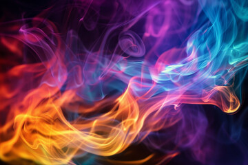 A colorful flame with orange, yellow, and blue colors - obrazy, fototapety, plakaty