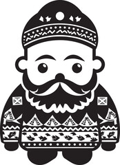 Urban Hipster Holiday Trendy Santa Art in Vector Logo Design Whiskers and Woolens Hipster Santa Iconography in Vector Design