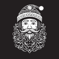 Vintage Santa Vibes Nostalgic Art in Vector Hipster Style Santas Beard Brigade Trendy Iconography in Vector Logo Design