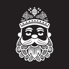 Whiskers and Woolens Hipster Santa Iconography in Vector Design Santas Suspenders Retro Inspired Logo Design for the Modern Santa