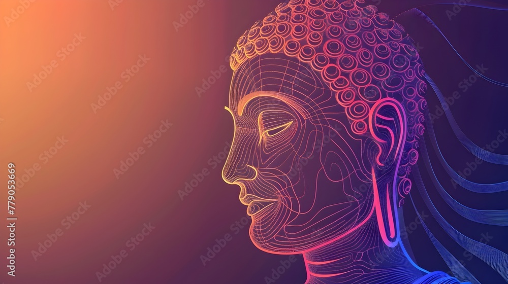 Poster mesmerizing geometric fractal pattern in vibrant neon gradient colors - surreal digital art explorin